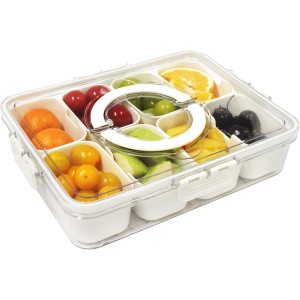 Moellyn Divided Serving Tray with Lid and HandlePortable Snack Platters for Parties, Entertaining, Picnic