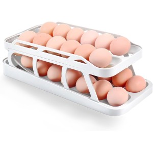 Moellyn Egg Dispenser For Refrigerator, Automatic Egg Rolling Holder