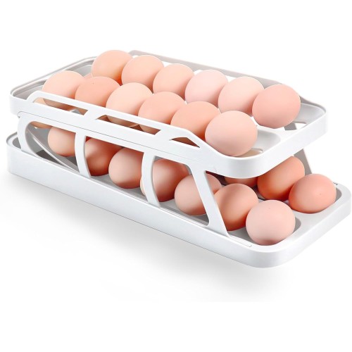 Moellyn Egg Dispenser For Refrigerator, Automatic Egg Rolling Holder